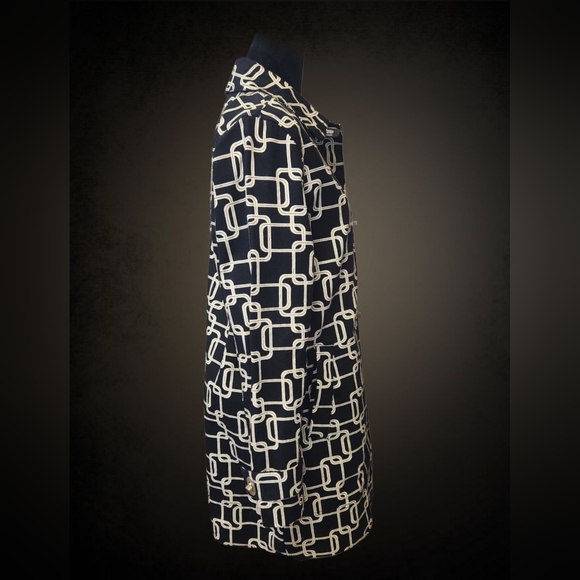 George by Mark Eisen Lightweight Goemetric Trench Coat Size Medium - Picture 2 of 10